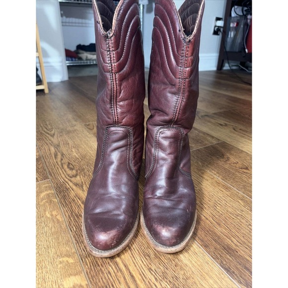 Dexter Western Boots Womens 9 M Cowboy Pull On Block Heel Brown Leather USA MADE - Picture 3 of 5